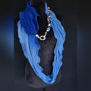 Elegant Blue Scarf with Silver Accents